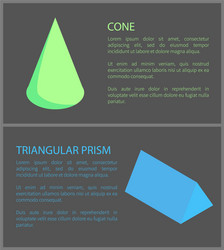 green cone with triangular prism colorful banner vector image