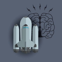 rocket with science related icons image vector image