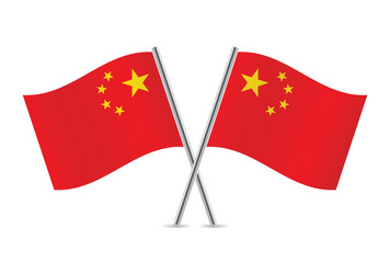 China crossed flags vector