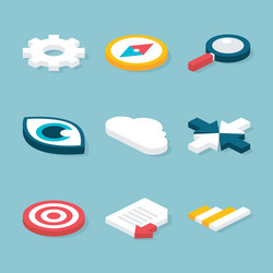 Isometric Website Icons - Business Concepts vector image