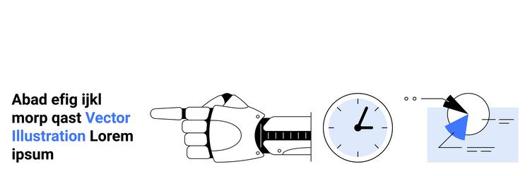 robotic hand pointing clock and diagram vector image
