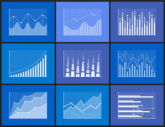 statistical and analytical monochrome graphics set vector image