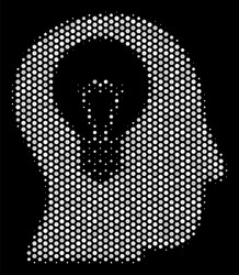 White dot intellect bulb icon vector