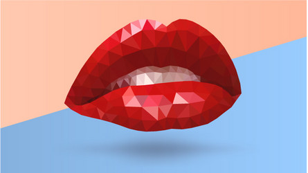 Women seductive scarlet lips made from triangle vector