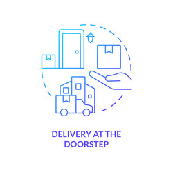 Delivery at doorstep blue gradient concept icon vector