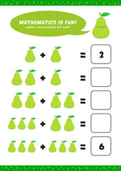 Preschool addition mathematics learn worksheet vector