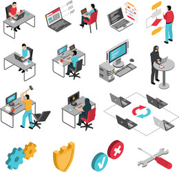 Programmer Isometric Icons Set vector image