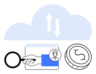 cloud technology concept with magnifying glass vector image