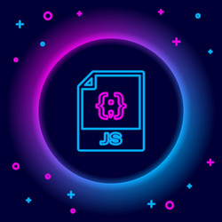 glowing neon line js file document download vector image