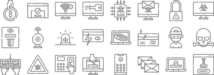 Hacker line icons linear set quality vector