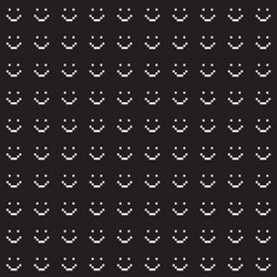 seamless pattern with smile icons pixel art vector