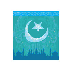 artistic pattern background with moon and mosque vector image