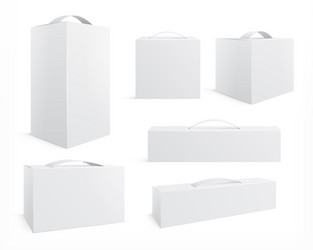 box with handle cardboard package realistic pack vector