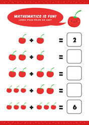 preschool addition mathematics learn worksheet vector image