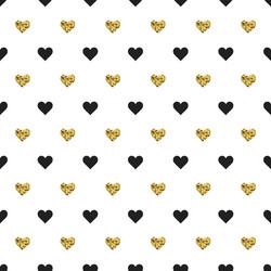 seamless pattern with black and gold heart shapes vector image