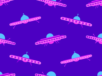 seamless pattern with ufo in flat style vector image