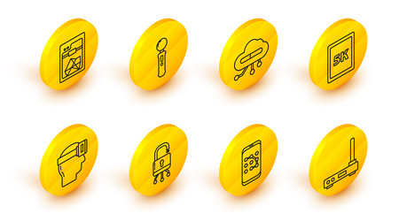 set line router and wi-fi signal mobile graphic vector image