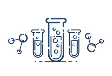 test tube and molecule connection simple linear vector image