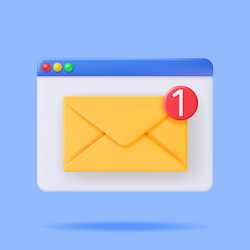 3d mail envelope with document and notification vector