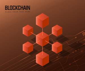 blockchain technology cube network background vector