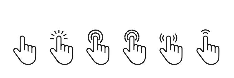 hand cursor click icon web pointer set vector image