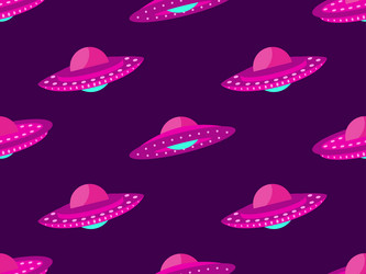 seamless pattern with alien spaceships background vector image