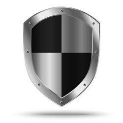 silver shield with chessboard pattern vector image