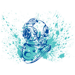 Diving helmet rigid head enclosure with breathing Vector Image