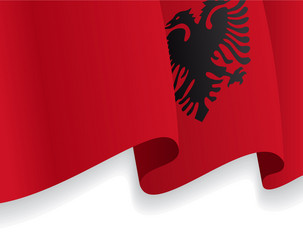 background with waving albanian flag vector