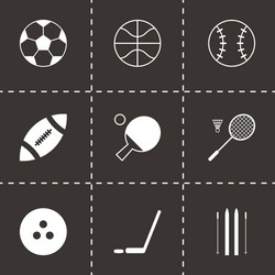 Black sport icons set vector