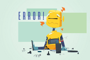 broken robot showing error concept vector image