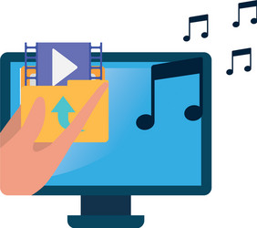 computer screen with objects isolated icon vector image