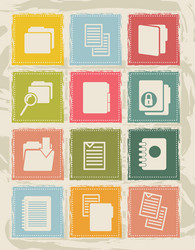 files icons over grunge background vector image