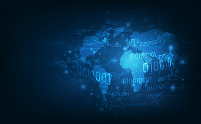 global network blockchain connection world map vector image
