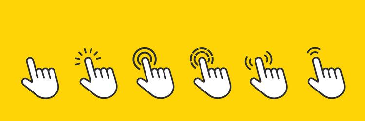 hand cursor click icon web pointer set vector image