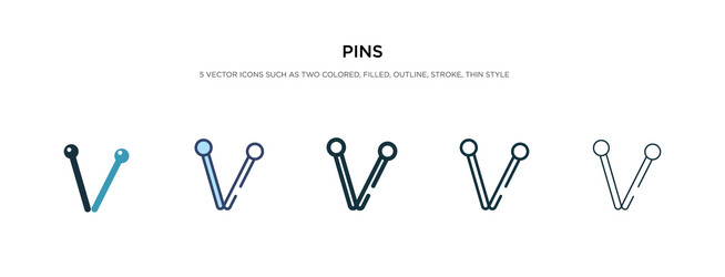 Pins icon in different style two colored vector