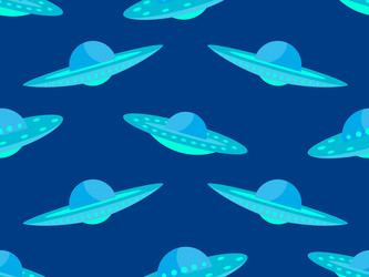 seamless pattern with alien spaceships background vector image