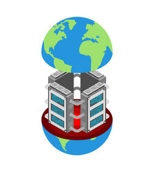 Server in earth data center planet internet vector