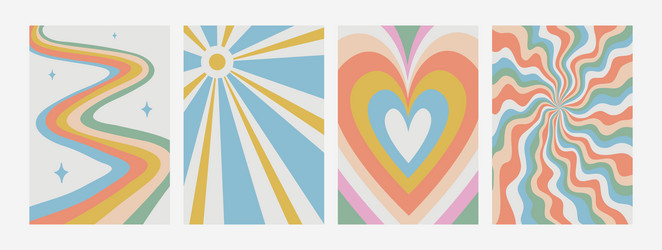 abstract psychedelic retro backgrounds set groovy vector image