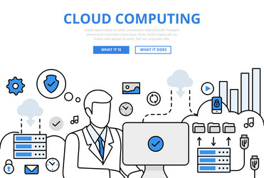 cloud computing data storage operator content vector image