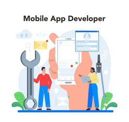 Mobile app development concept modern technology vector