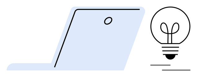 open laptop with glowing lightbulb symbolizing vector image