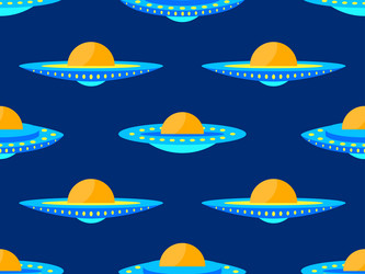 seamless pattern with alien spaceships background vector image