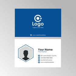 Simple clean blue hexagon business card design vector