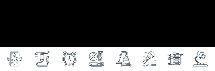 Technology devices line icons linear set quality vector