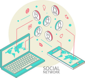 conceptual image with social networks flat vector image