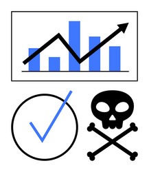 growth chart with arrow check mark and skull vector image
