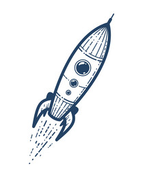 rocket launch simple linear icon missile start up vector image