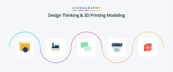 design thinking and d printing modeling flat 5 vector image