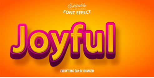 joyful text 3d editable font effect vector